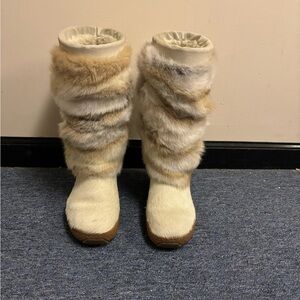 Rabbit fur winter boots